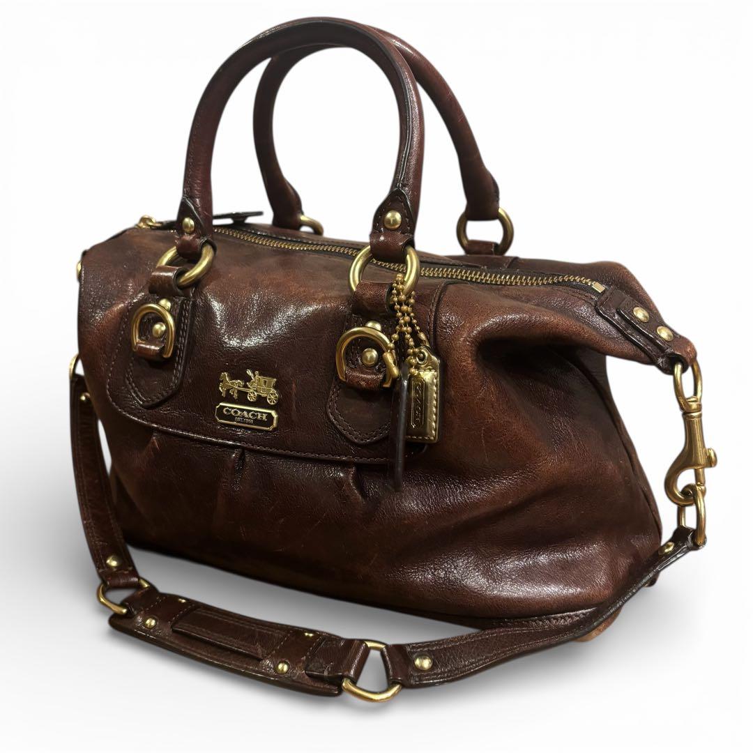 希少✨y2k OLD COACH オールドコーチ ブラウン 2way USA製 COACH オールドコーチ 2way レザー バッグ