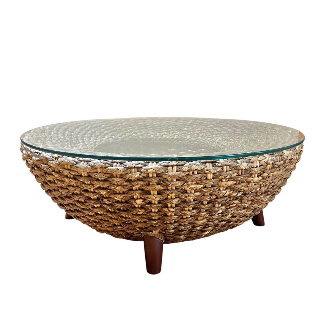 桜屋工業 マルコットテーブル ウォーターヒヤシンス 丸テーブル ガラス