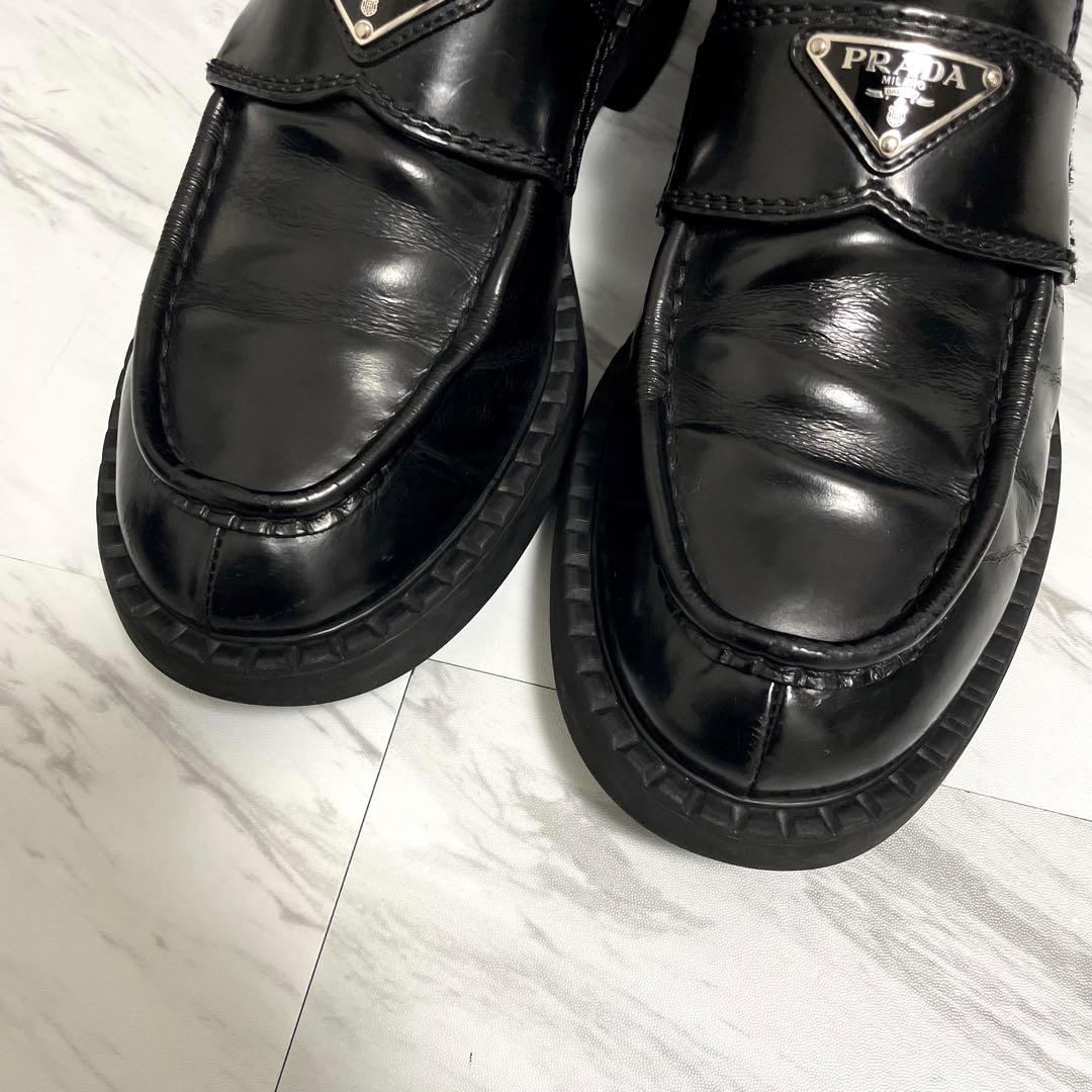 PRADA ローファー チョコレート 三角ロゴ 黒 メンズ 28.5cm