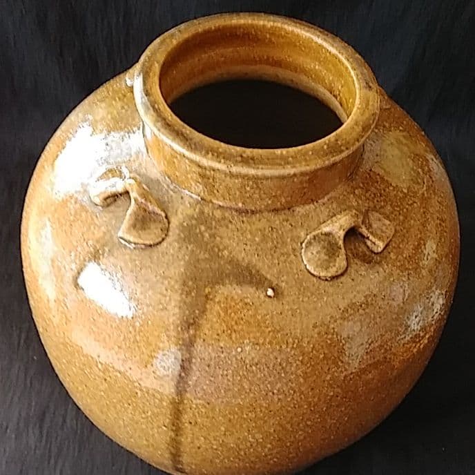 信楽(しがらき)*四耳(しじ)茶壺」焼小壺(高さ20cm) 骨董アンティーク