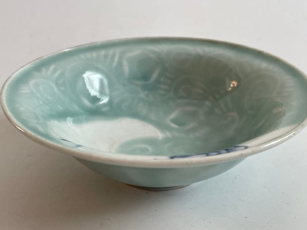 骨董 アンティーク 古伊万里 染付 青磁染付 旅人図 杜子美騎驢文 小皿