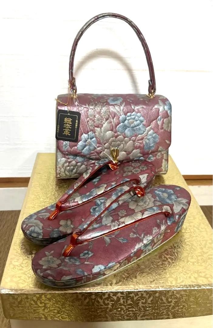 新品 未使用 着物 和装 草履バッグセット 総本革 草履バッグセット 成人式 振袖 フリーサイズ レディース| きもの館 創美苑