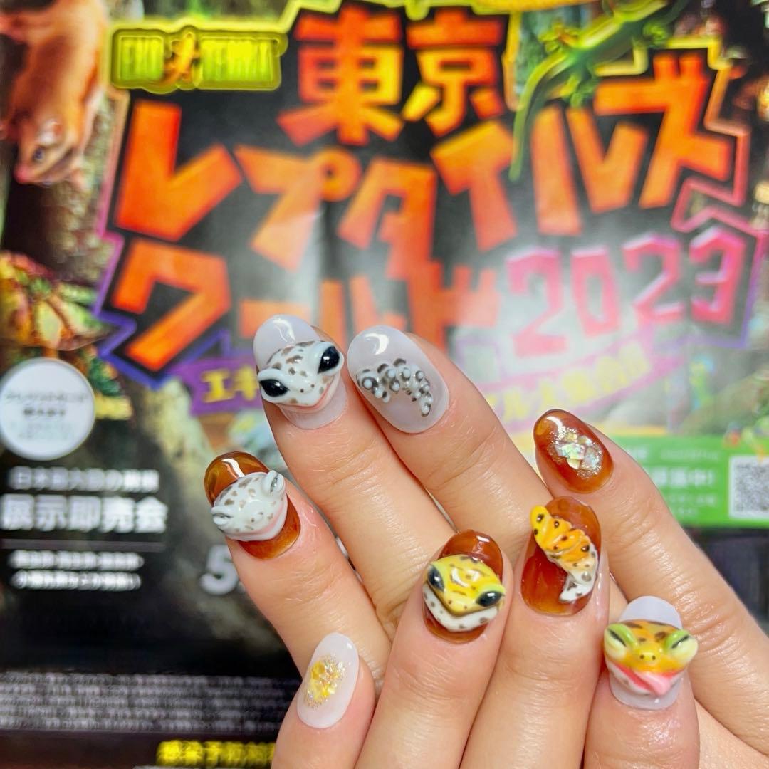 レオパ ヒョウモントカゲモドキ ネイルパーツ 3dネイルパーツ 爬虫類