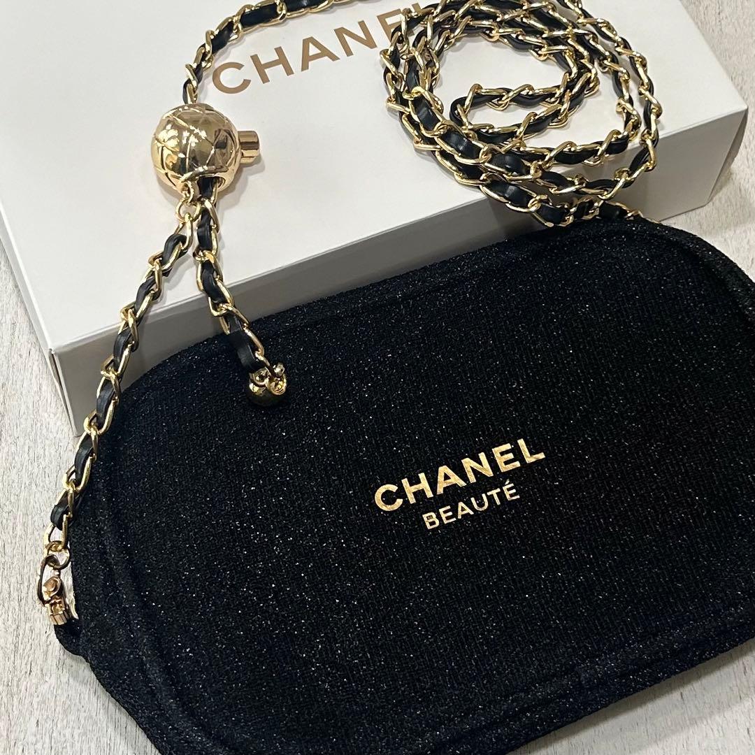 CHANEL】ノベルティ ポーチ ゴールドチェーン付き ショルダーバッグ