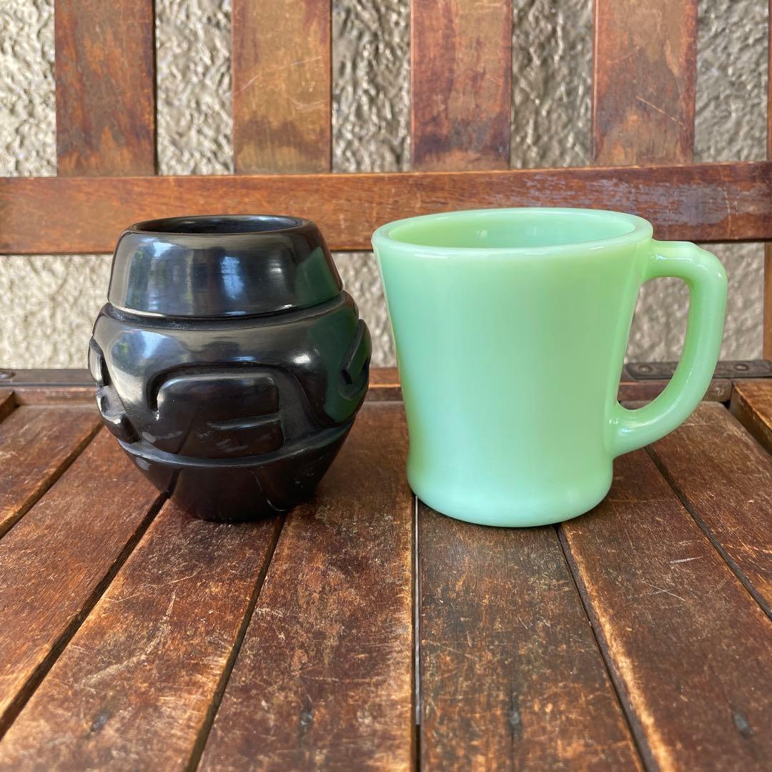 希少品！ネイティブ サンタクララ黒壷 プエブロアメリカアンティーク