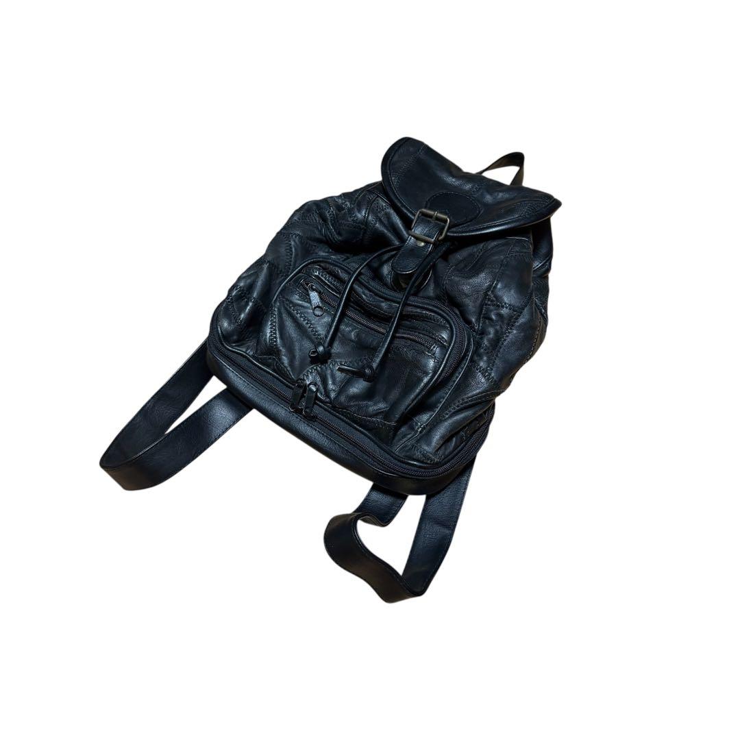 ブラックレザー デザイン リュック archive Y2K 古着 - メルカリ