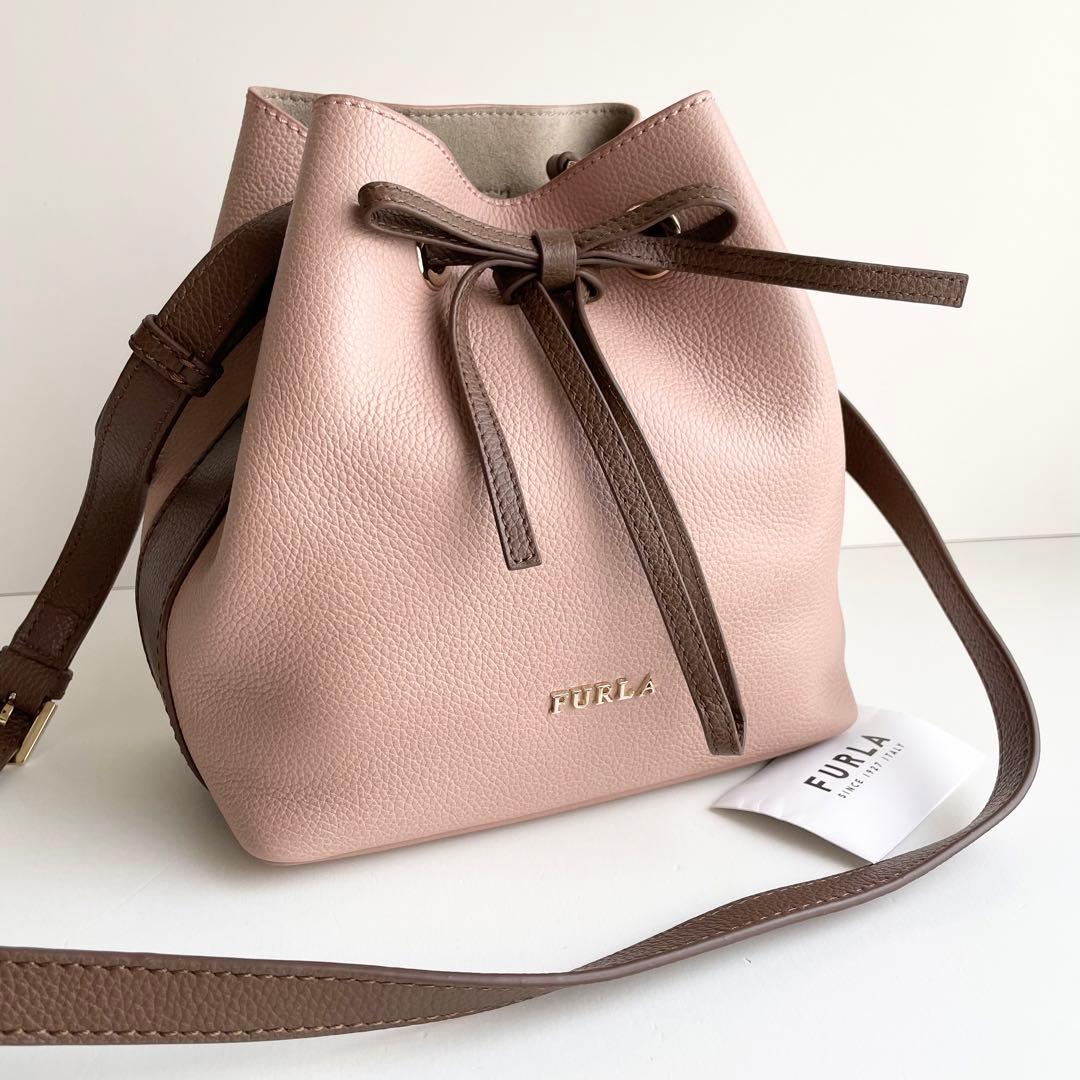 フルラ コスタンザ バケット ハンドバッグ バイカラー レザー ほぼ新品