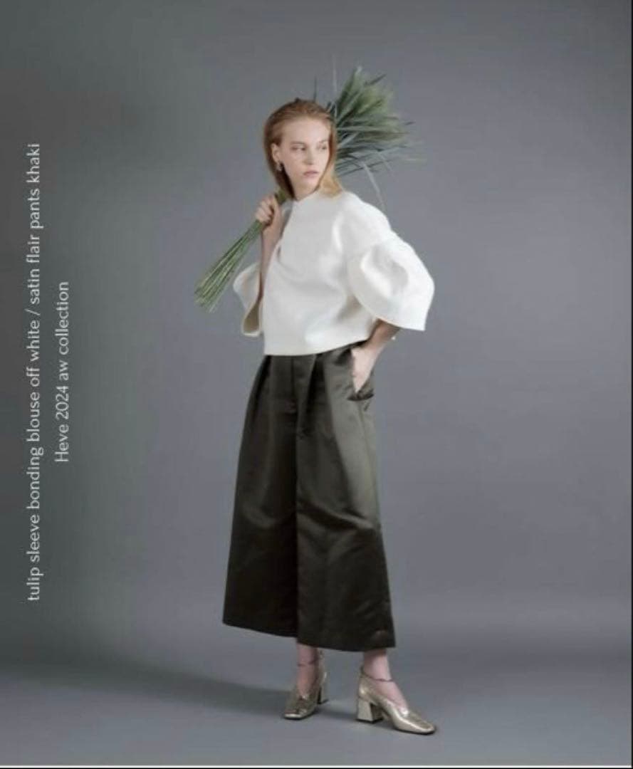 coco様専用 heve サテンフレアガウチョパンツ カーキ - メルカリ