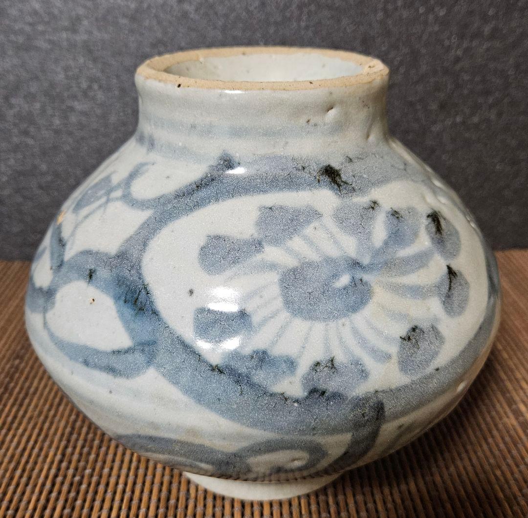 16C.頃 中国古陶磁器 南方系 古安南 宋胡録 青華 安南染付 花文様 酒会