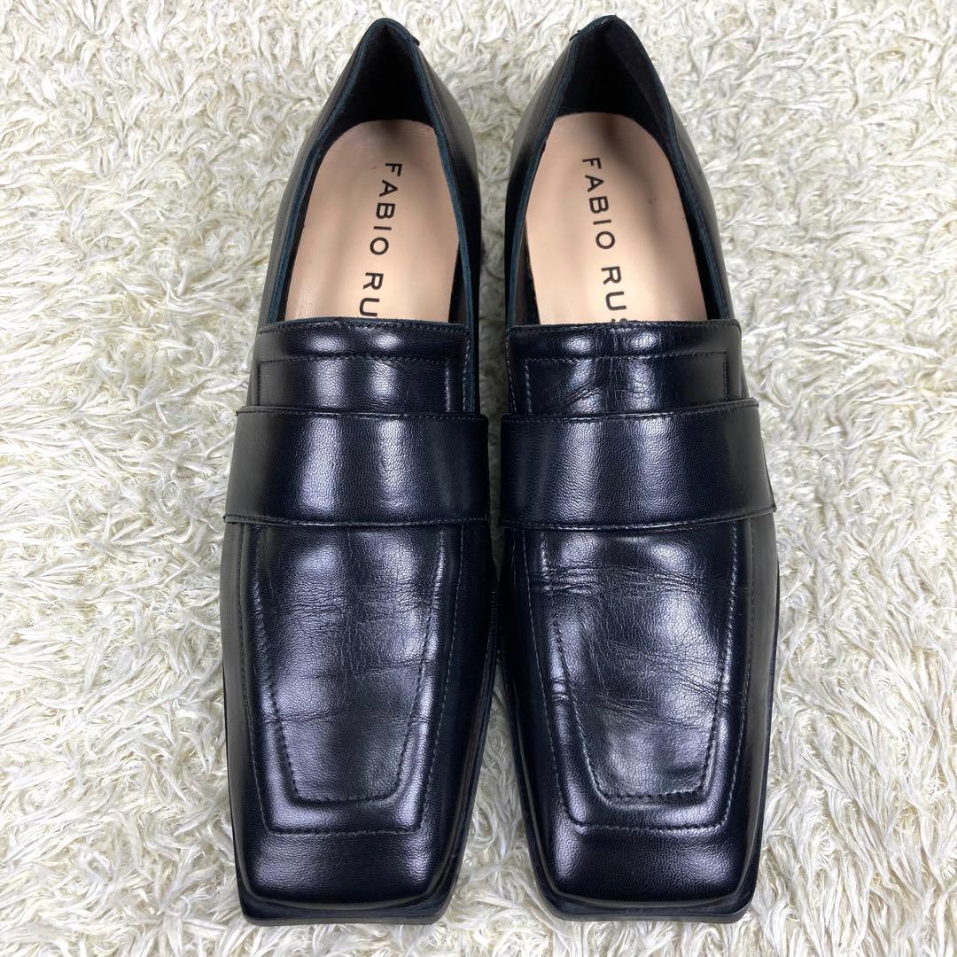 未使用級』ファビオルスコーニ ローファー スクエアトゥ ブラック