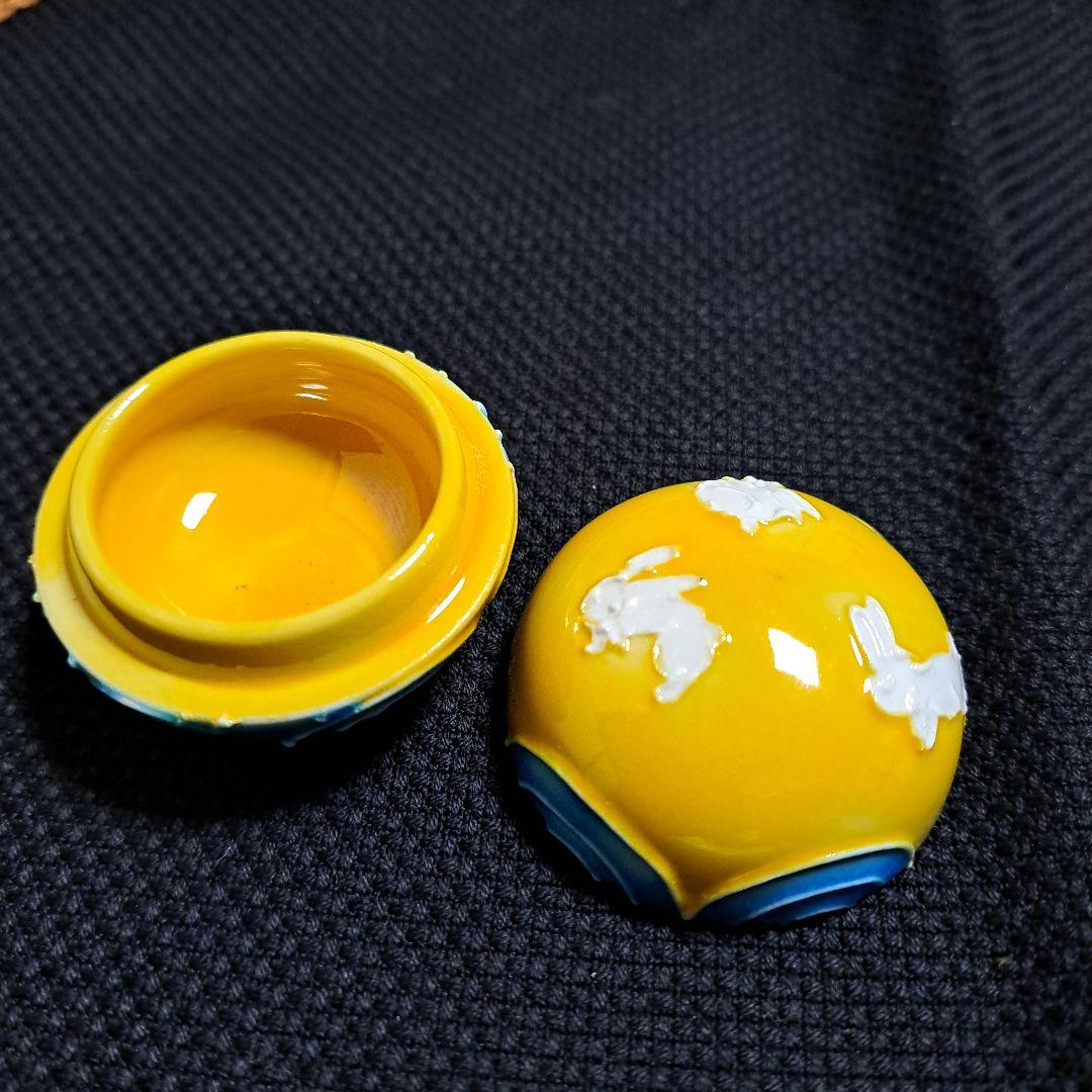 波うさぎ香合　交趾　平安3代高島洸春造　箱有り