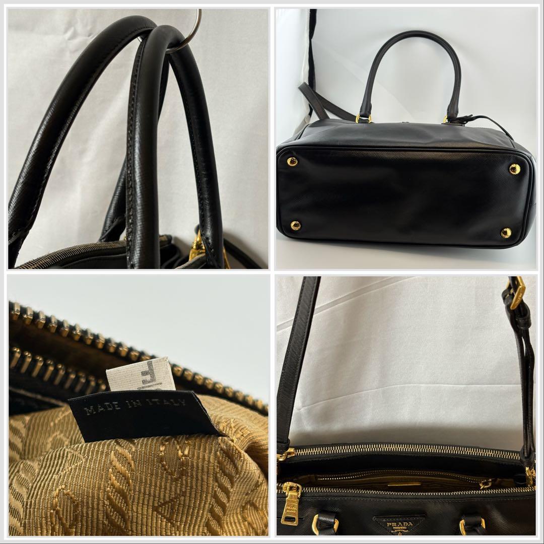 PRADAサフィアーノLUX2WAY黒ゴールド金具BN1801 ギャランティ付き