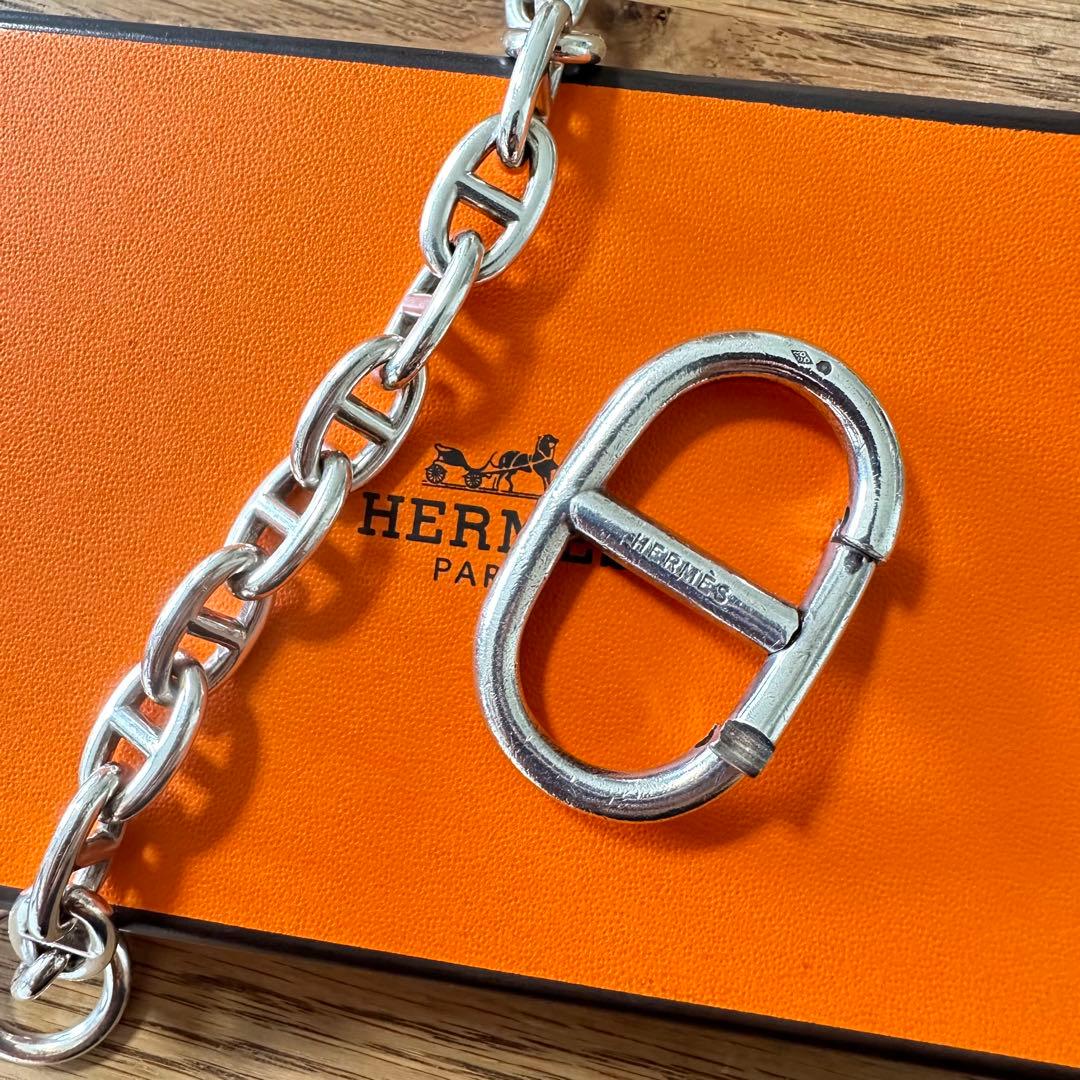 希少 エルメス シェーヌダンクル カラビナ キーリング シルバー925