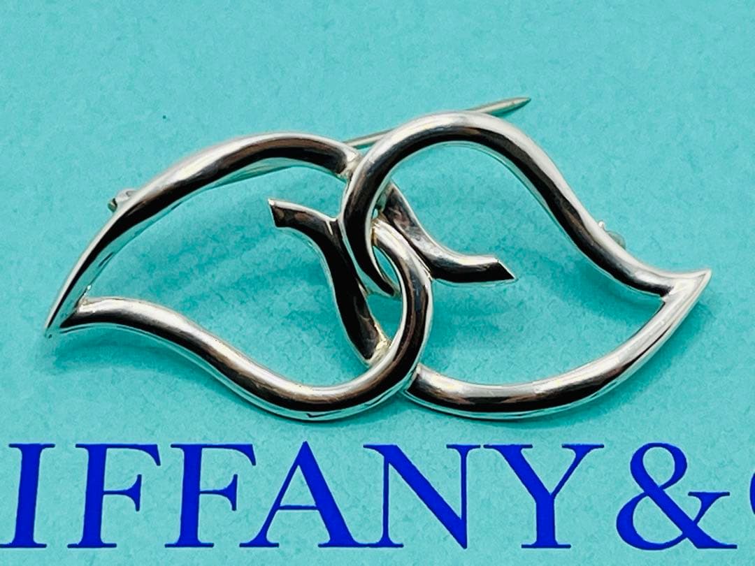 c736 美品 1987 オールド ティファニー ダブルリーフ ブローチ 925