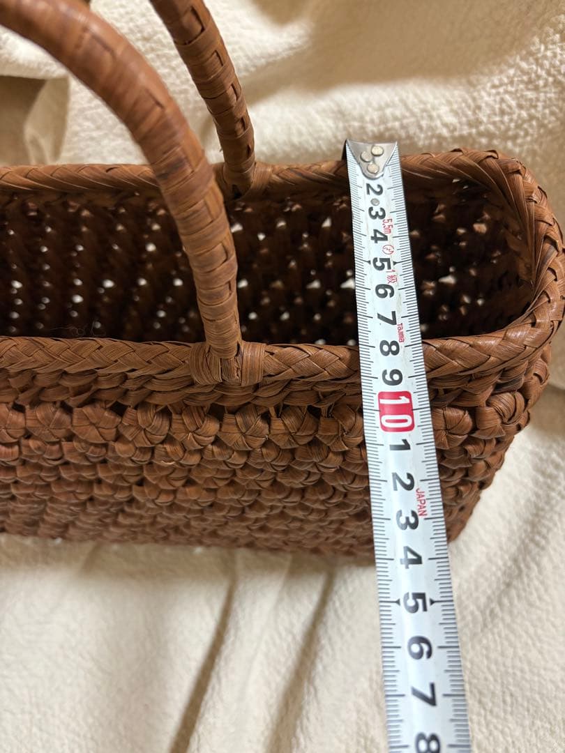 最終のお値下げ！カゴアミドリ購入 国産山葡萄かごバッグ 六角花結び