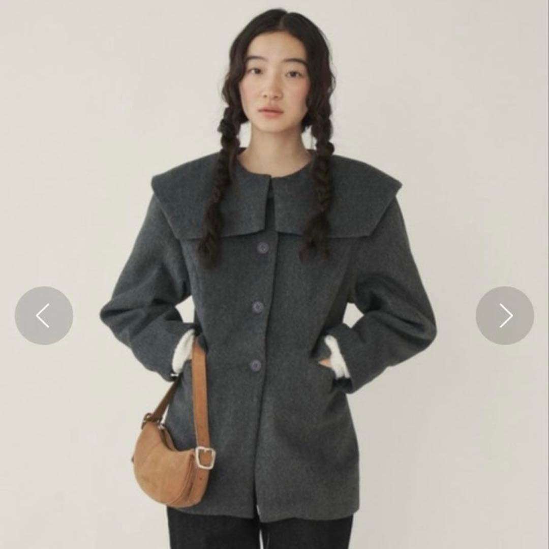 GIUNON giunon ジウノン ビッグカラーコート チャコールグレー - メルカリ