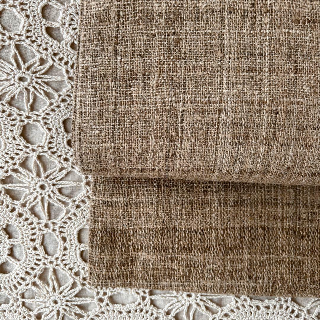 樹木の幹を思わせる焦げ茶色 無地帯 紬帯 信州紬 名古屋帯 - メルカリ