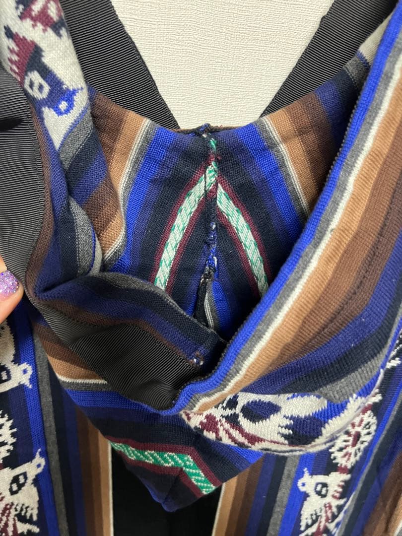 sacai ネイティブ柄 パーカーチュニック ニットワンピース ナバホ