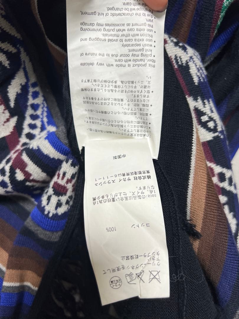 sacai ネイティブ柄 パーカーチュニック ニットワンピース ナバホ