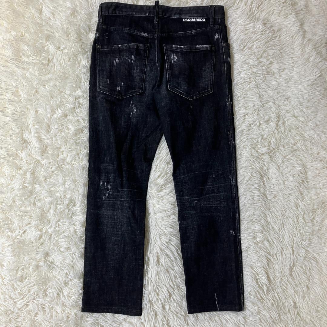 DSQUARED2 スケーター Skater ペンキダメージ加工 ブラックデニム