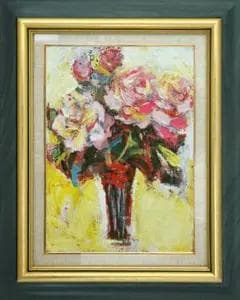 油絵 菅家令子 絵 絵画 インテリア F4-070202 花 ばら - メルカリ