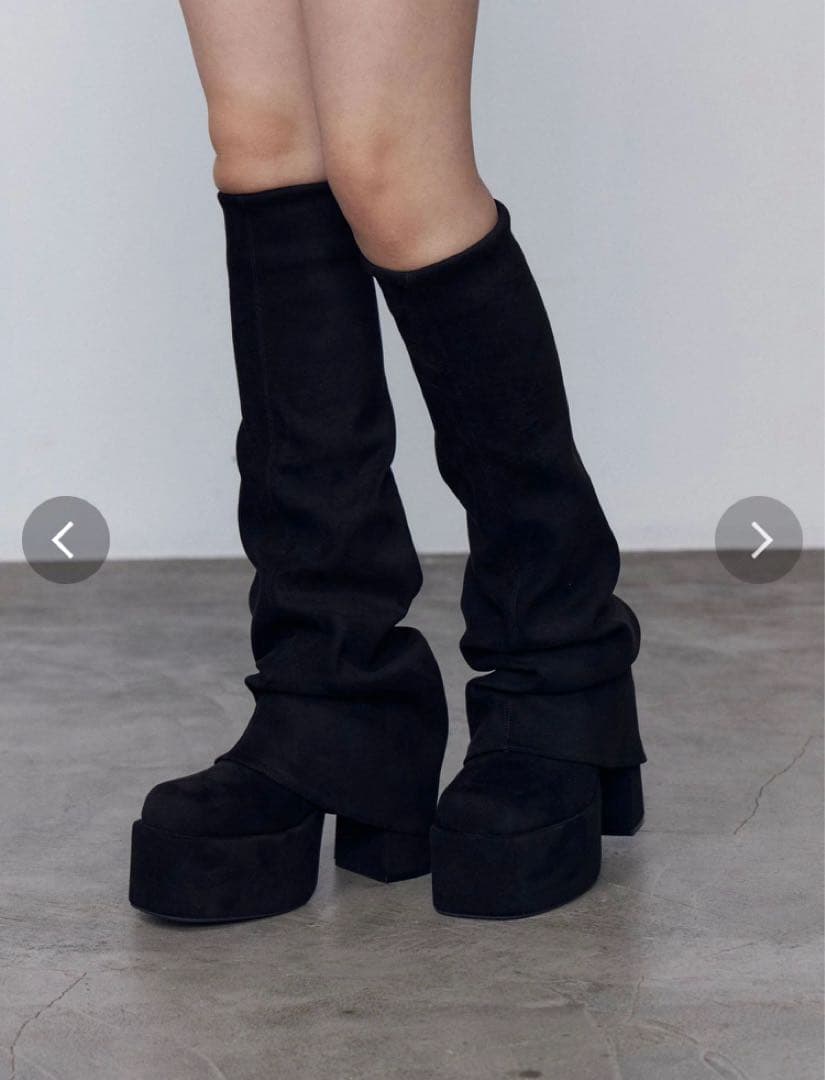 新品 EMODA ルーズフレアカバーブーツ L 黒 エモダ EMODA ルーズフレアカバーフィットブーツ （ブラック