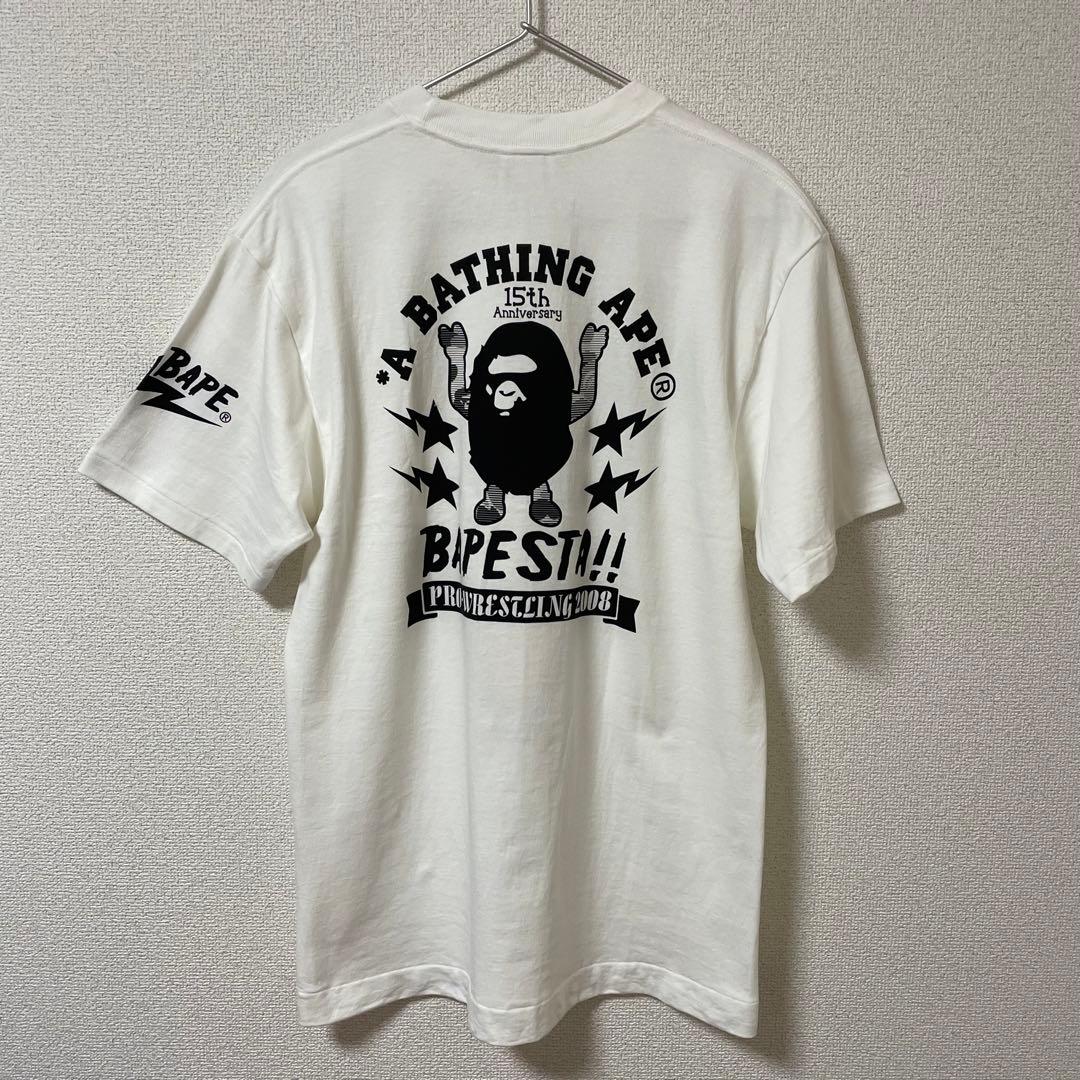 極美品]A BATHING APE 全日本プロレス 15周年 Tシャツ 白 - メルカリ