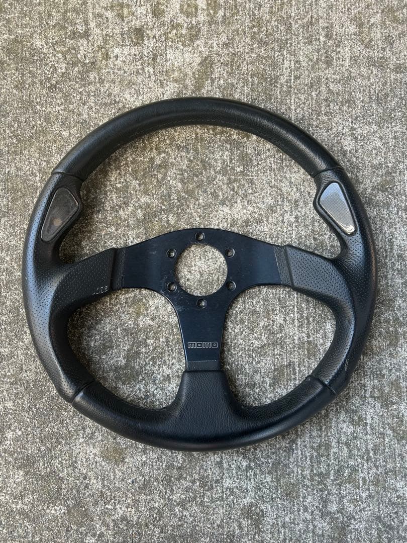 momo ステアリング・ハンドル本体 黒 レザー 3スポーク - メルカリ