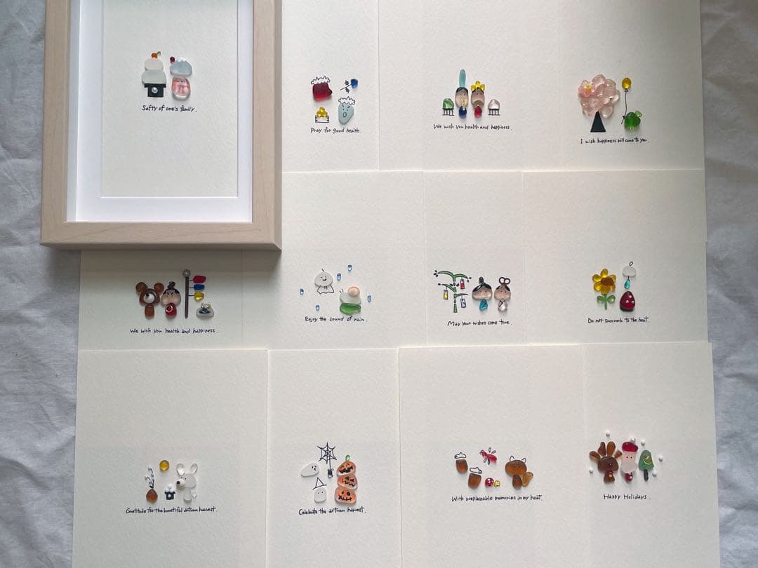 シーグラスアート　12か月カレンダー　　　　S-174 シーグラスアート カレンダー 12ヵ月 イベント インテリア 雑貨 季節