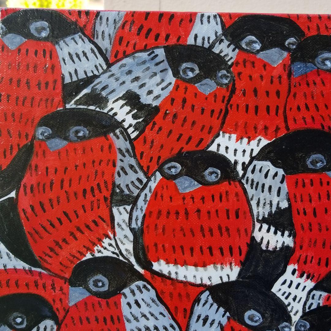 油絵 あらんぼん様専用 仲良く集まるくちばしの小さな鳥たち 密は楽し