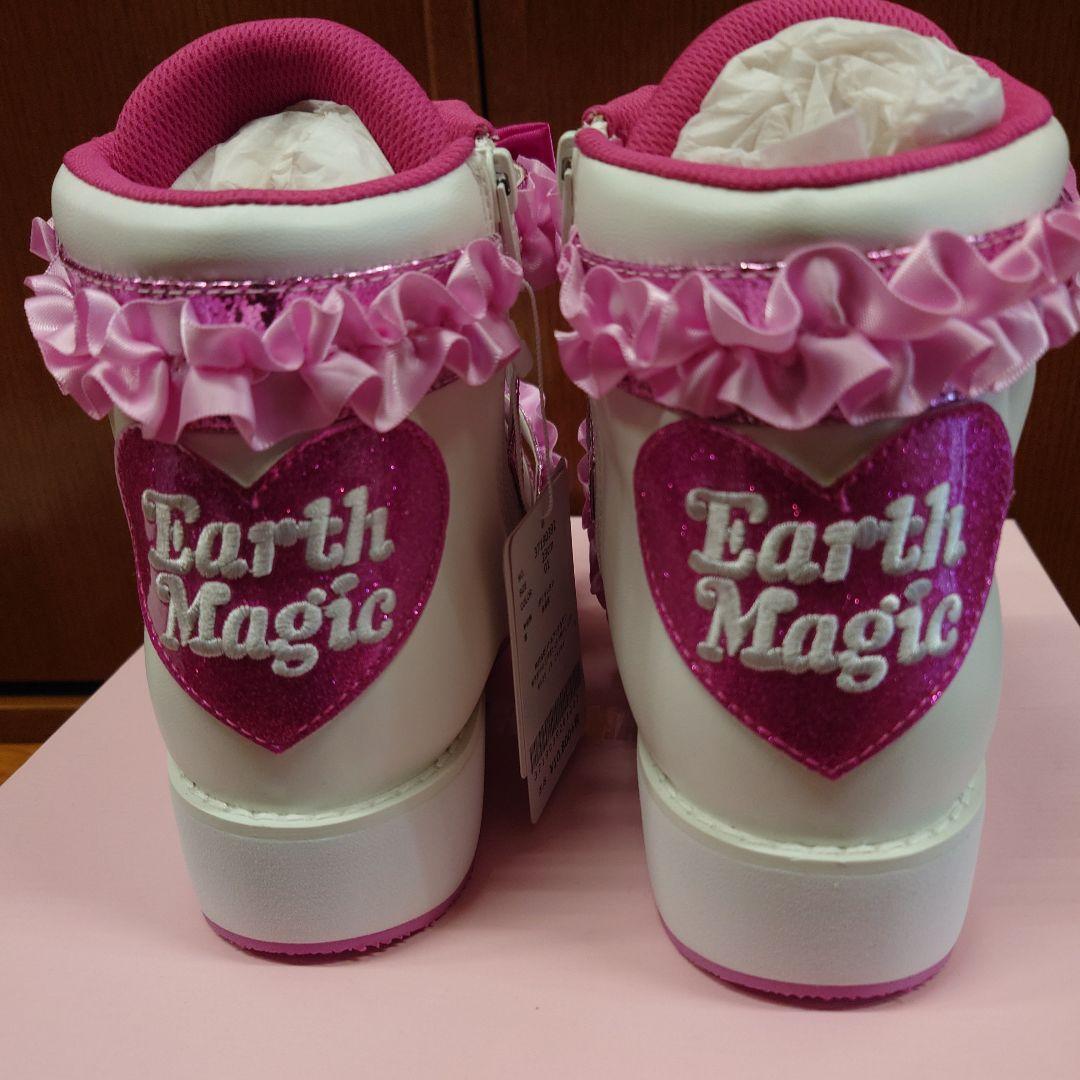 アースマジック ピンク リボン付き ハイカットスニーカー新品 23センチ