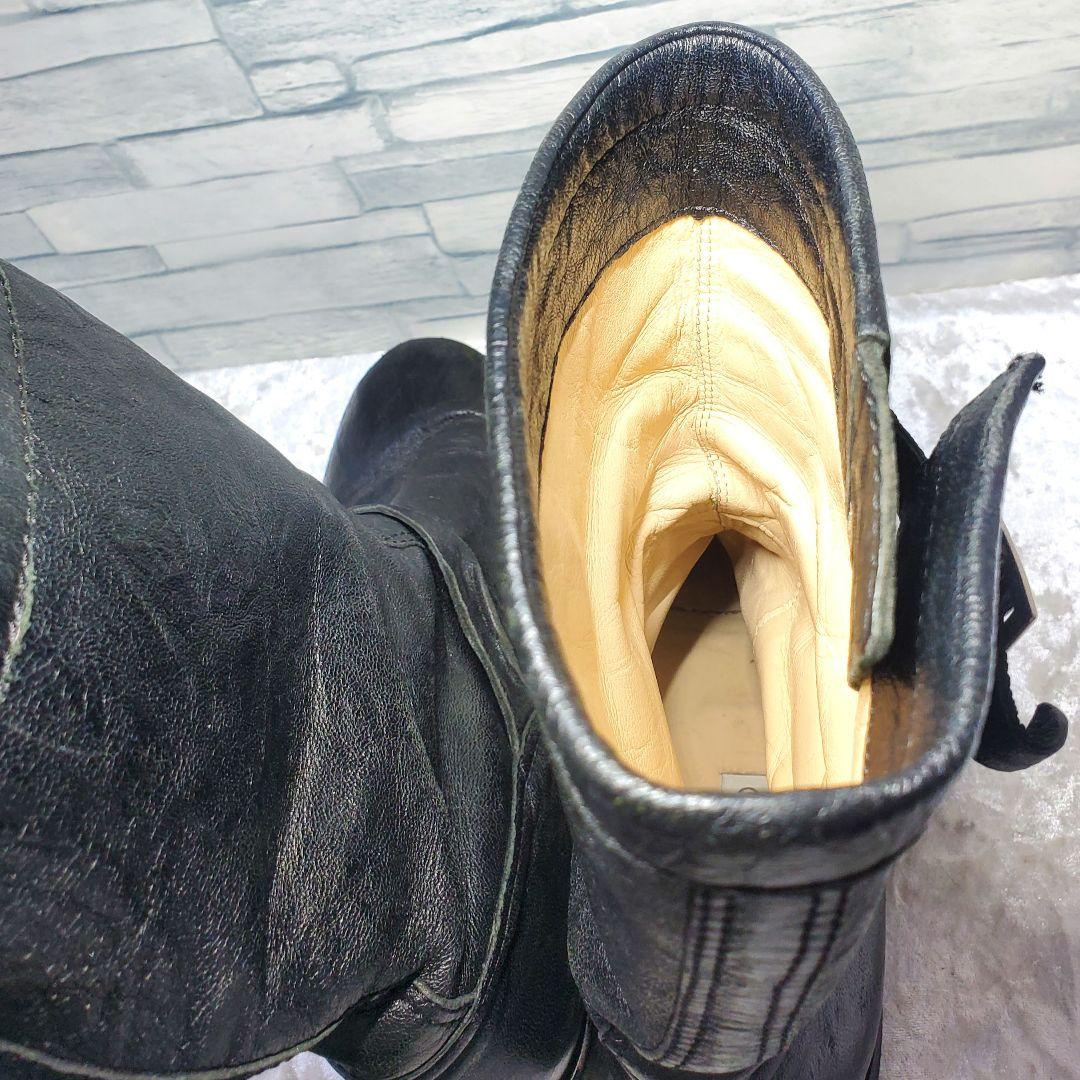 JIMMY CHOO 25.5cm バイカーブーツ 黒 レザー 38.5