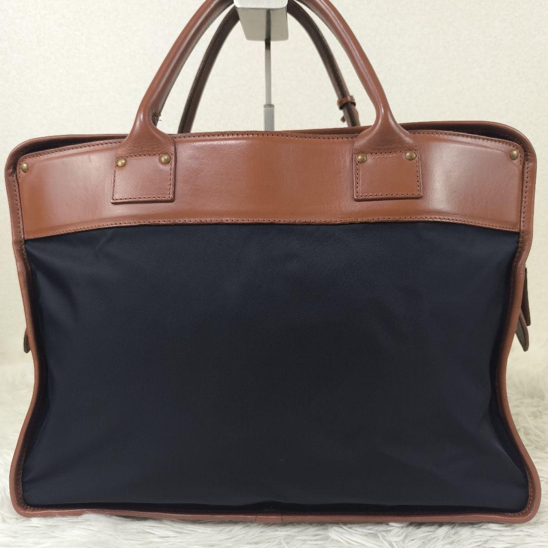 ✨極美品✨ フェリージ ブリーフケース ナイロン レザー B4可 紺茶