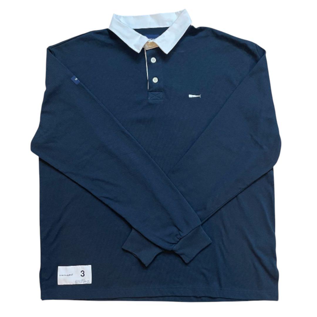 美品]DESCENDANT ネイビー 長袖ポロシャツ サイズ3