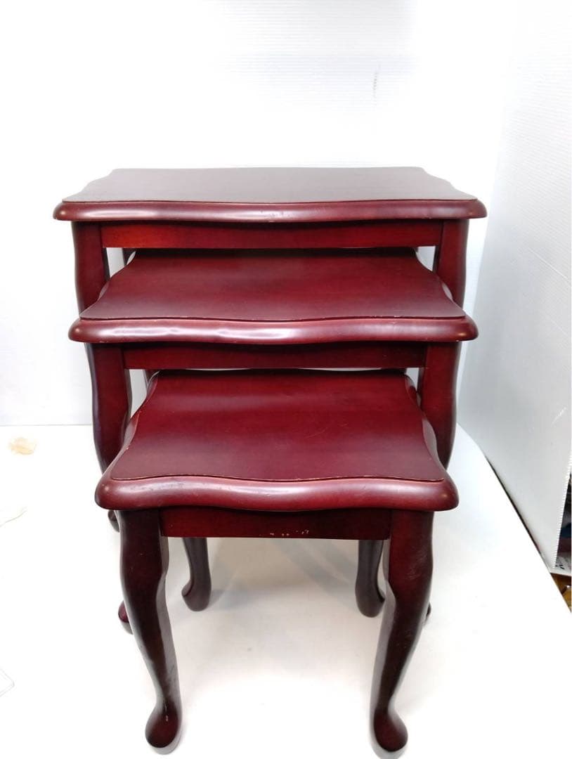 G1810 八幡産業　ネストテーブル 3段 3点セット 木製 アンティーク調 アンティーク調 木製 ネストテーブル3点セット｜Y-KAGU(輸入家具屋さん