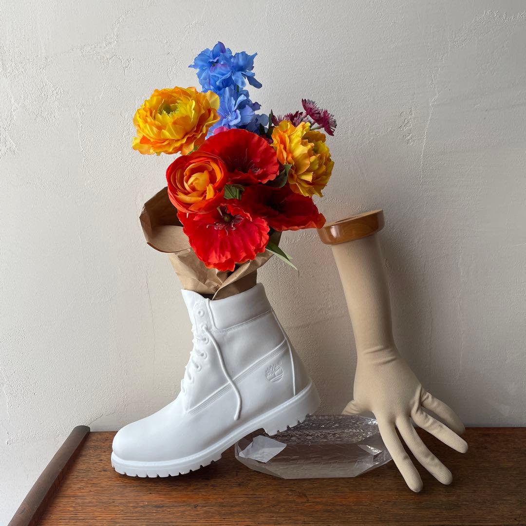ティンバーランド オリジナル イエローブーツ オブジェ 花瓶 陶器 白