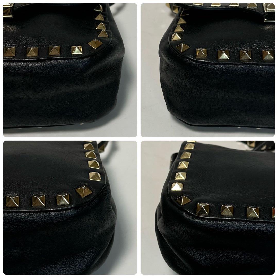 q82【美品】ヴァレンティノ ロックスタッズ レザー ブラックショルダー