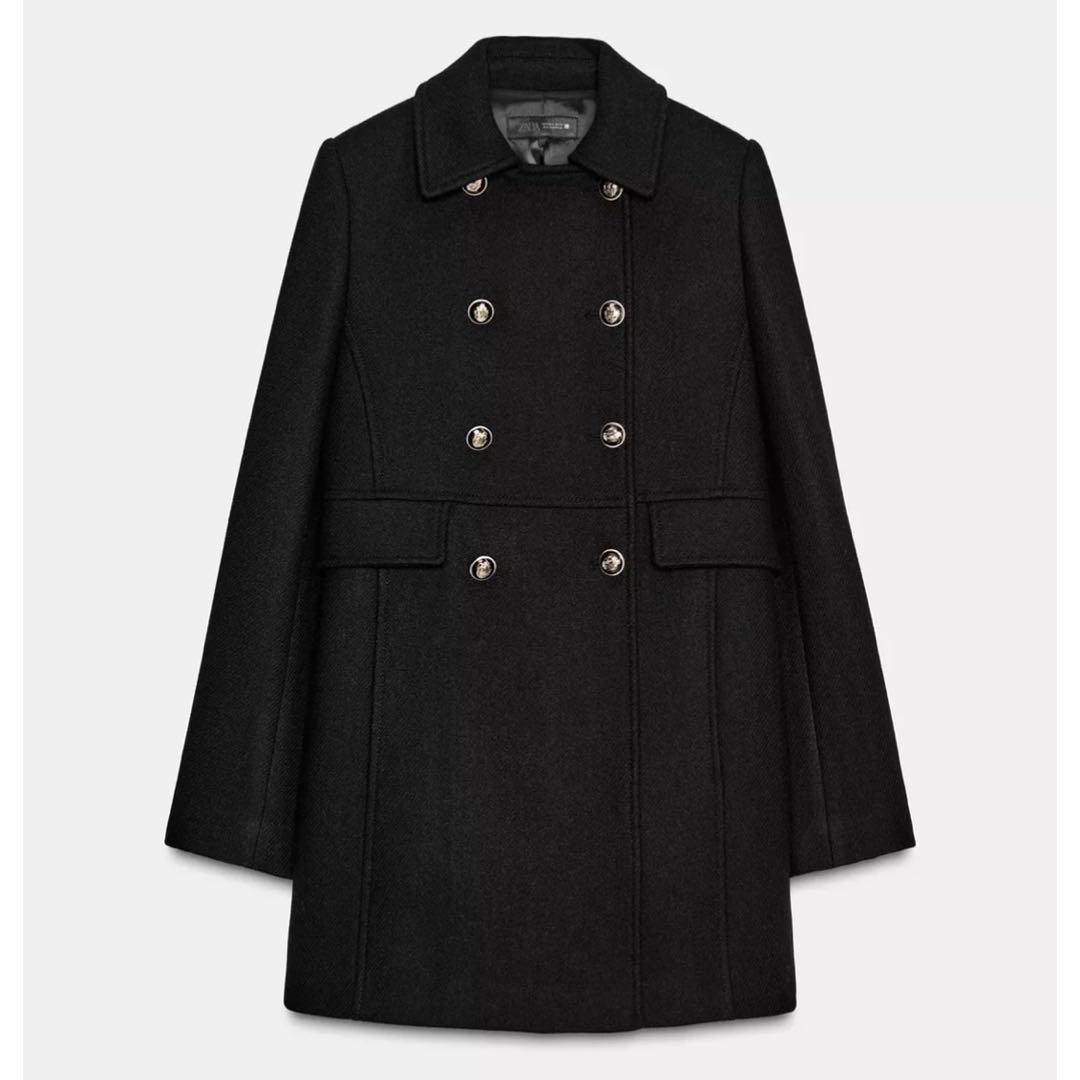 3/3 まで ZARA ウール混紡ショート丈ダブルブレストコート 人気 完売品