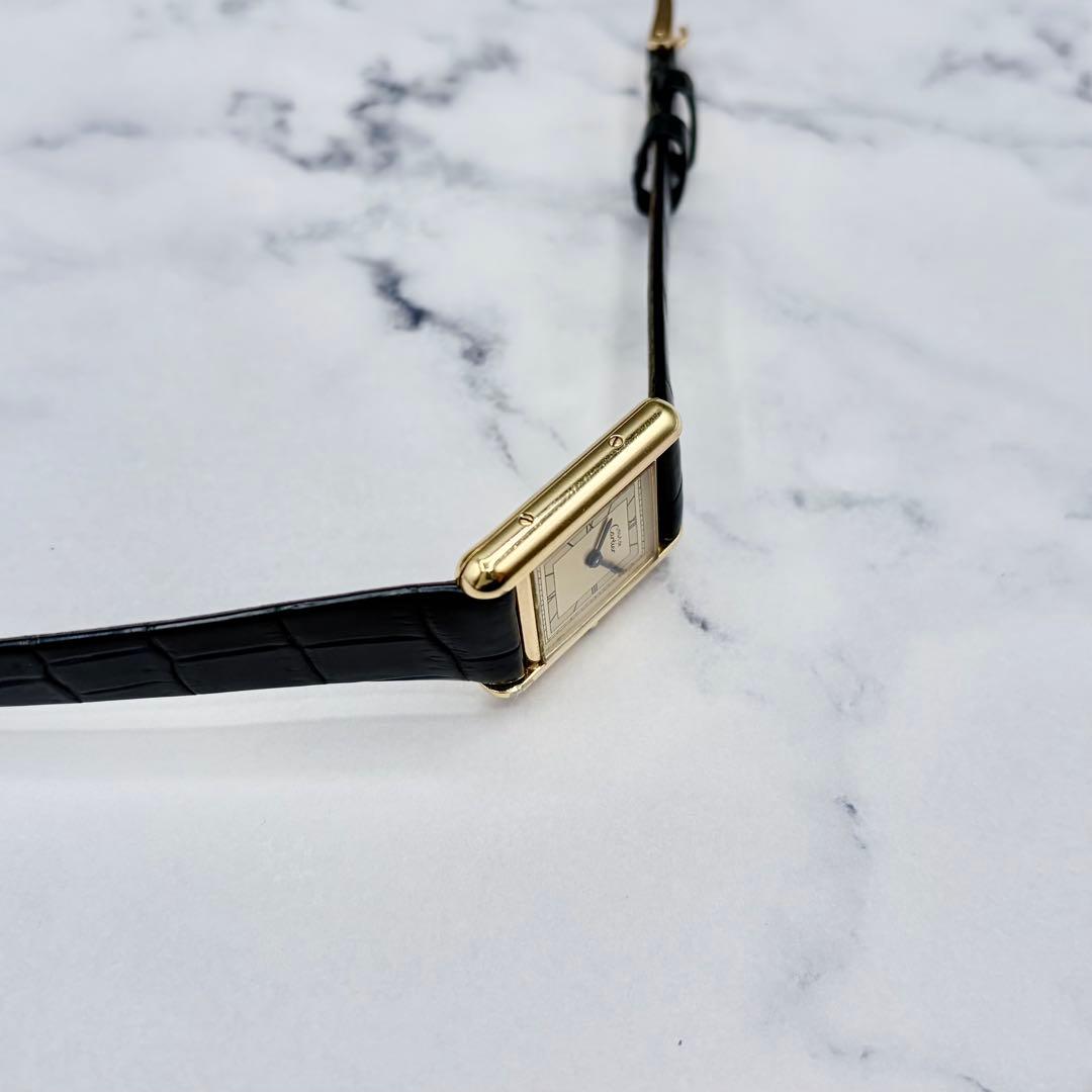 OH済／極美】カルティエ マストタンク SM ヴェルメイユ 最高級クロコダイル