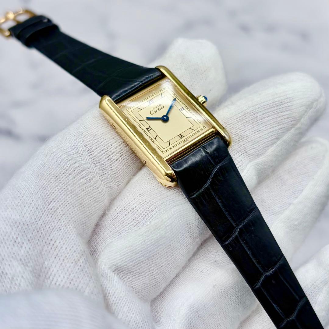 OH済／極美】カルティエ マストタンク SM ヴェルメイユ 最高級クロコダイル