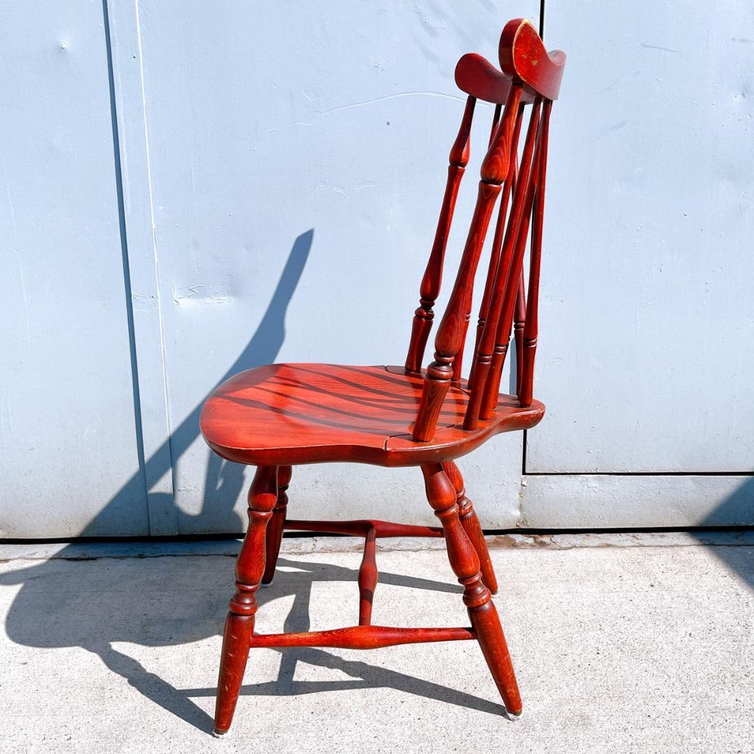 アンティーク② 飛騨産業 ウィンザーチェア ブナ キツツキ 無垢材 赤