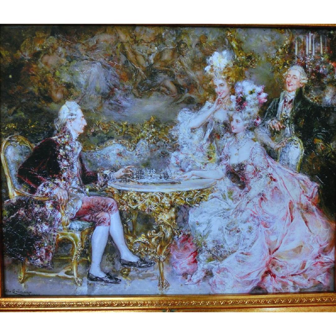 中世ヨーロッパ貴族を描いたロココ額絵 W65cm H55cm - メルカリ