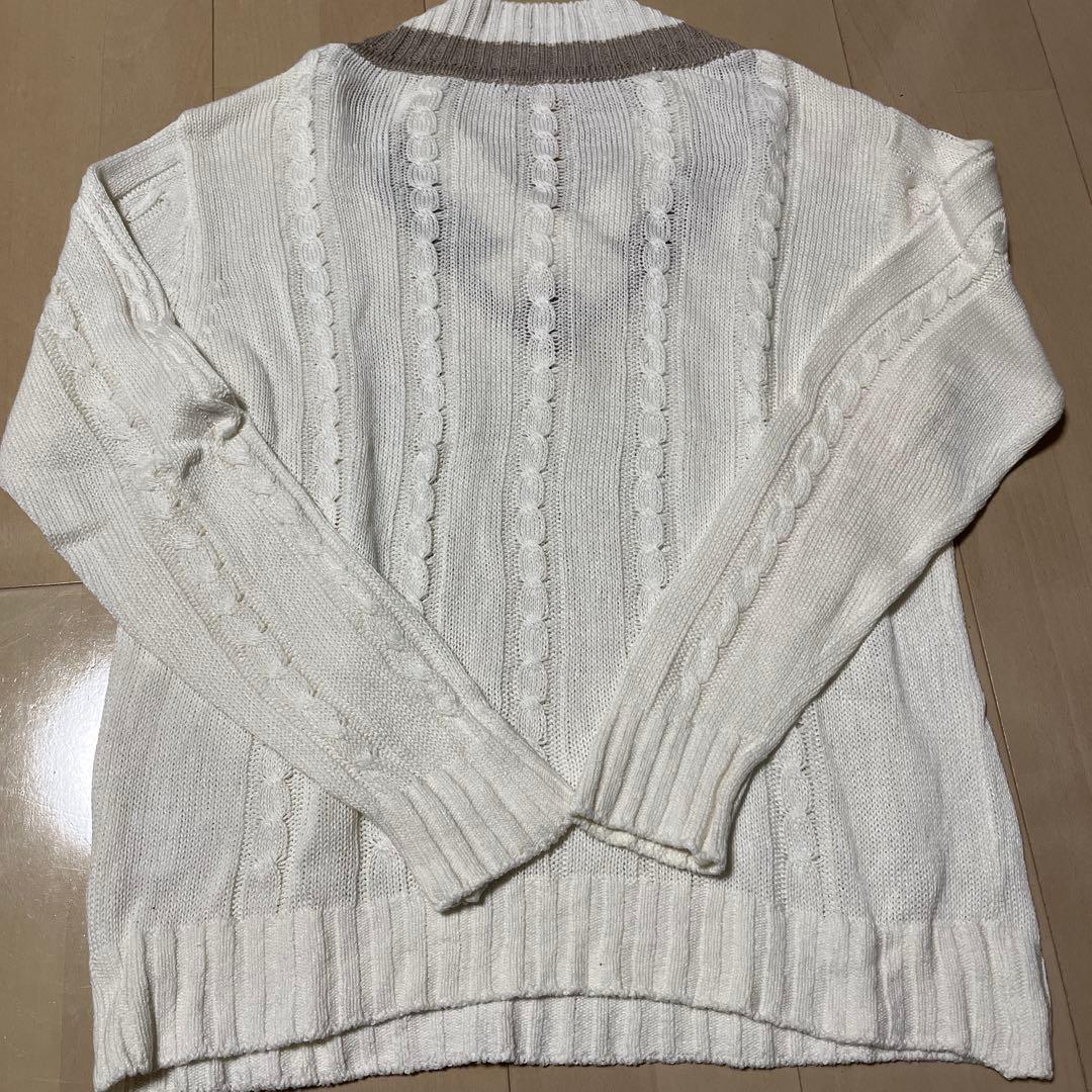 ニット Vandori 白×グレージュ サイズL