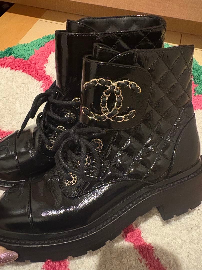 CHANEL シャネル キルティングブーツ ココマーク ショートブーツ 23