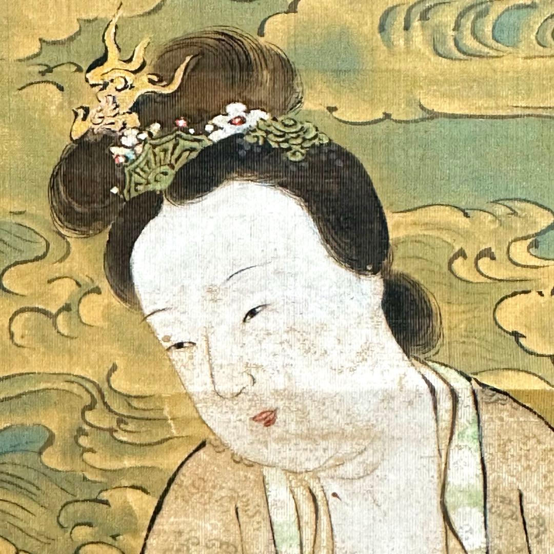 2108様感謝‼️真作 妙なる音色‼️狩野渓雲来信「琵琶仙女」掛け軸 美人