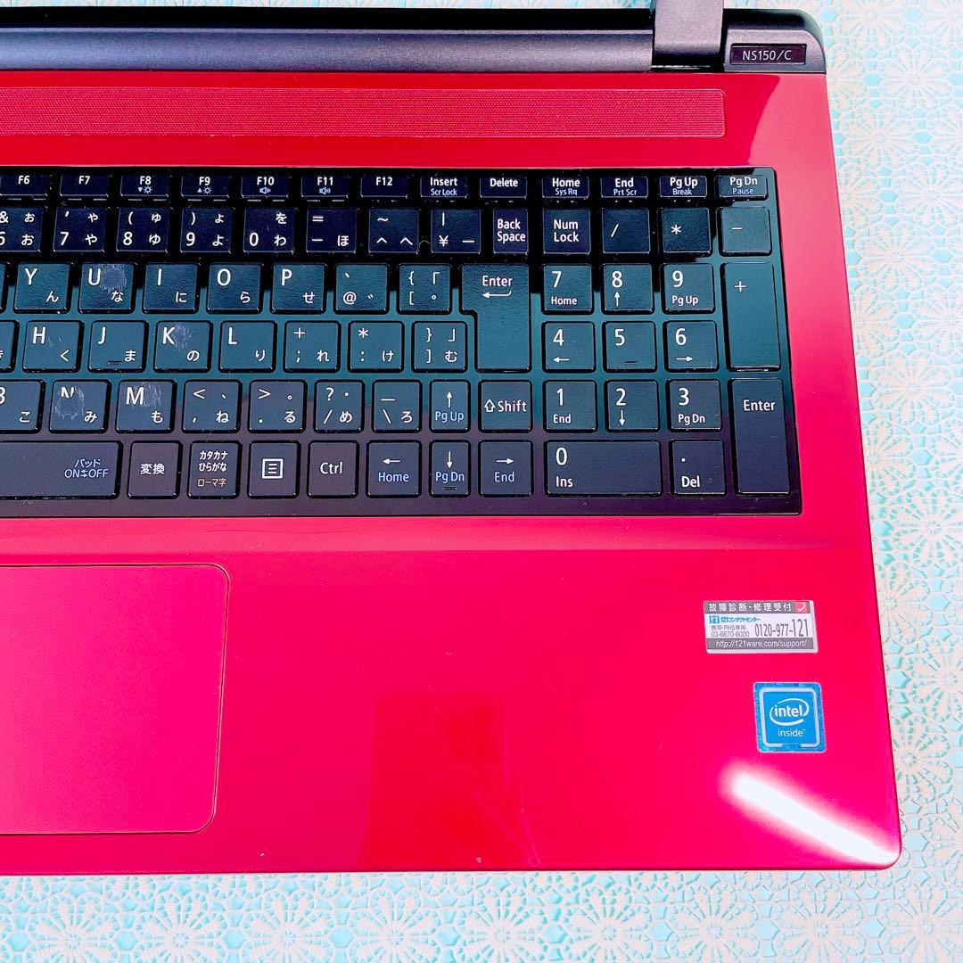 たっぷり大容量1TB✨️薄型ノートパソコン✨️おしゃれ赤❣️カメラ