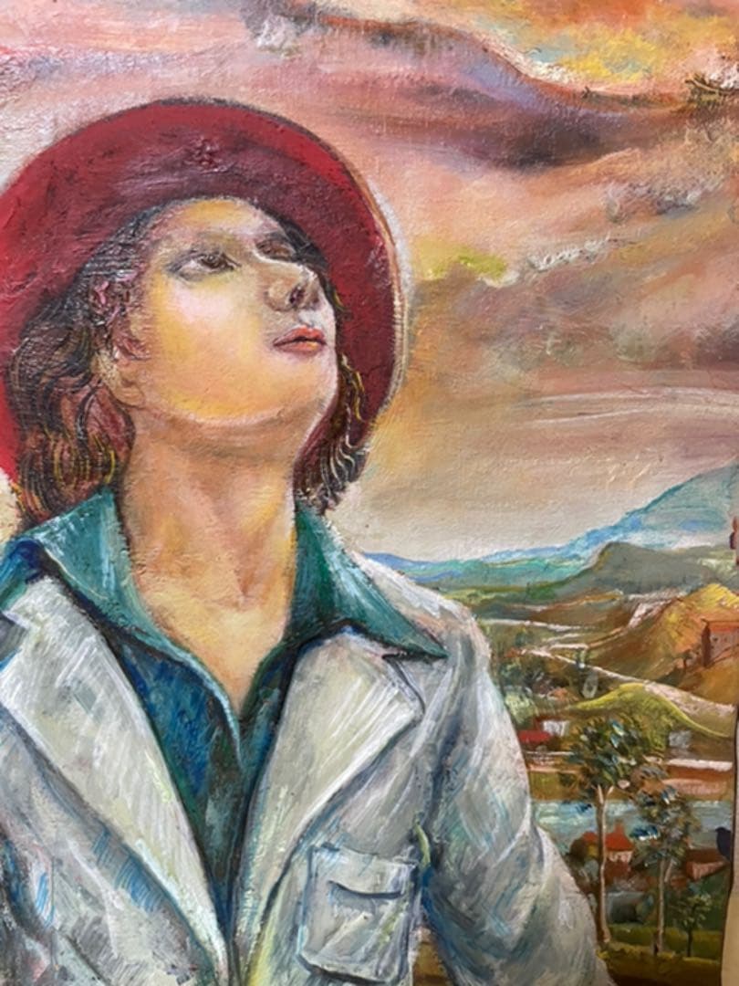 津田周平 油彩 カンヴァス F4 原画 真作保証 1点物