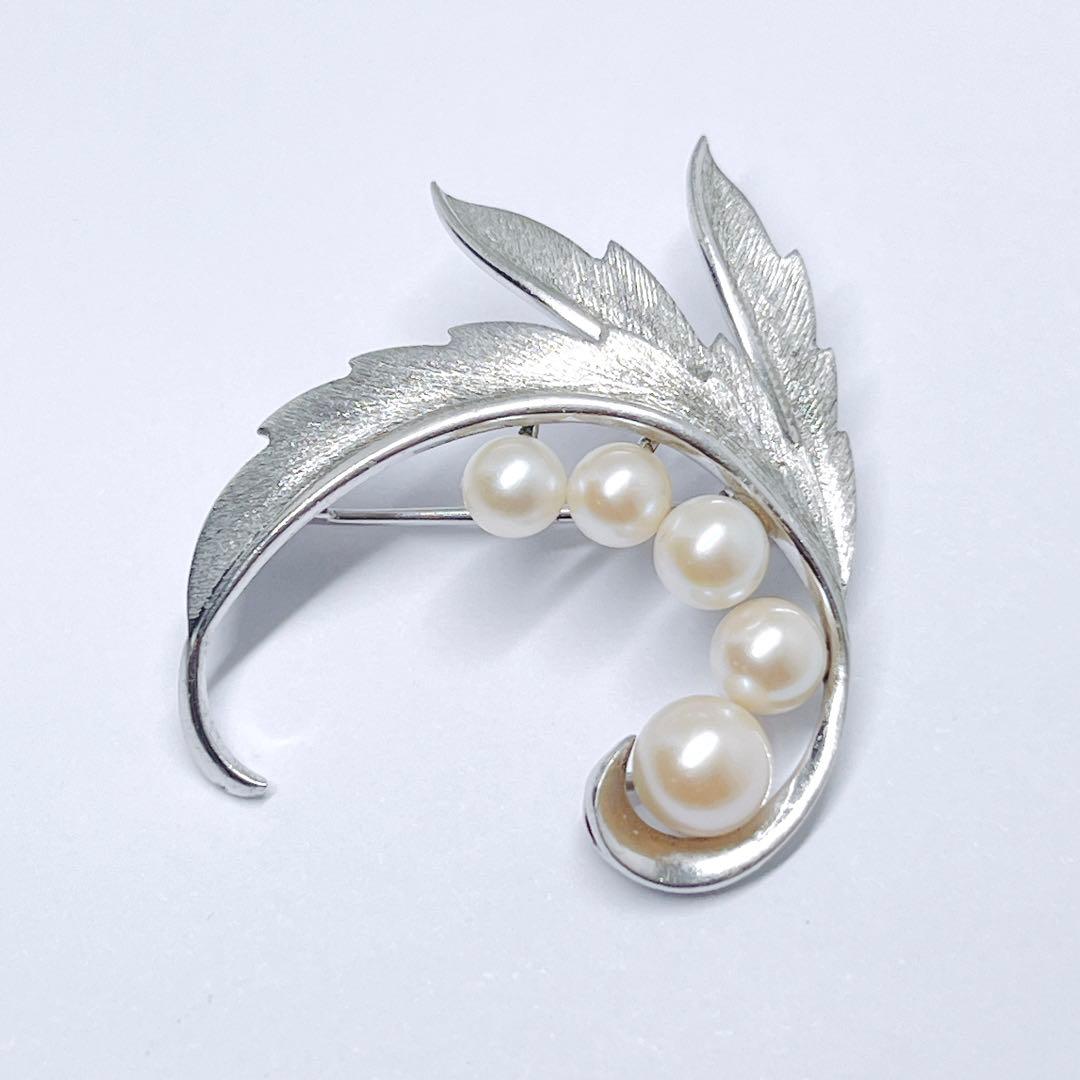 MIKIMOTO ミキモト パール ブローチ コサージュ リーフ 羽 - メルカリ