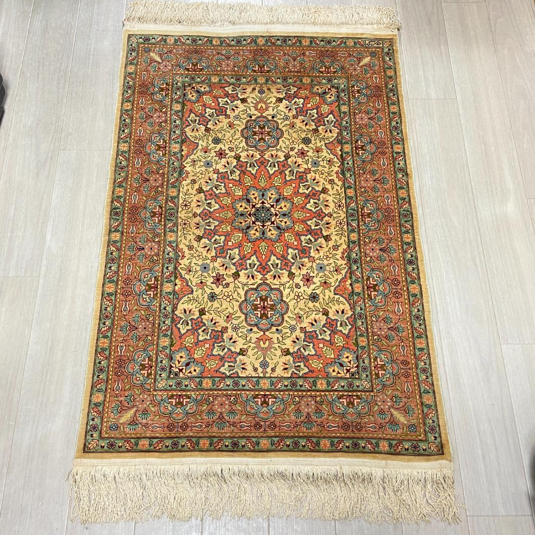 証明書付】最高級トルコ ヘレケ絨毯 シルク 100万ノット メダリオン