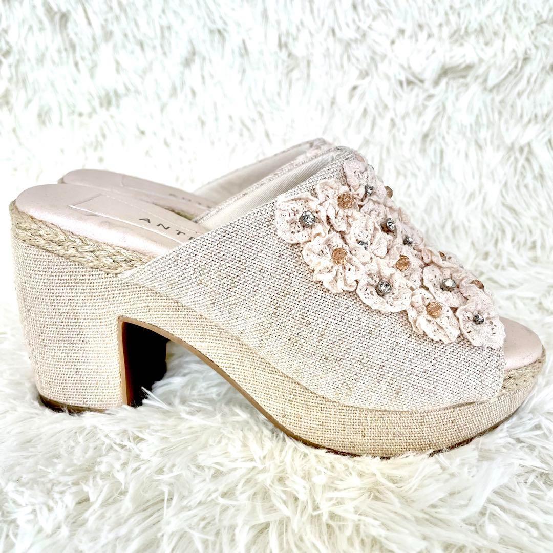 アンテプリマ 厚底 ミュール 21cm フラワーモチーフ キャンバス - メルカリ